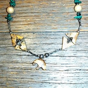 Vintage native American bear fetish necklace